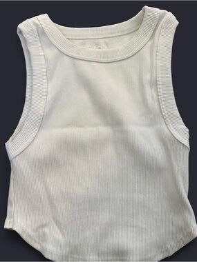 Classic White Ribbed Tank Top Monday Body